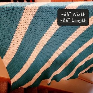 Vintage Handmade Crochet Twin 86x68 Afqghan Blanket